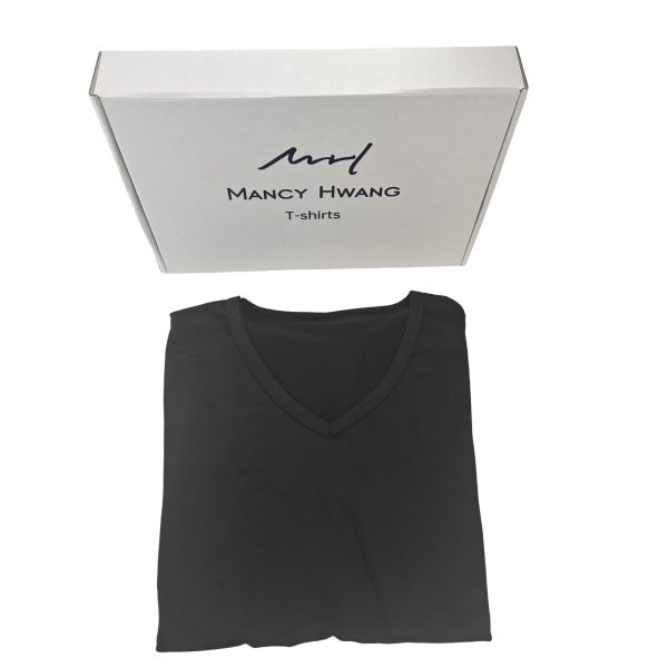MH MANCY HWANG T-shirts, Women's Slim-Fit Short-Sleeve V-Neck T-Shirt, Black - 图片 4